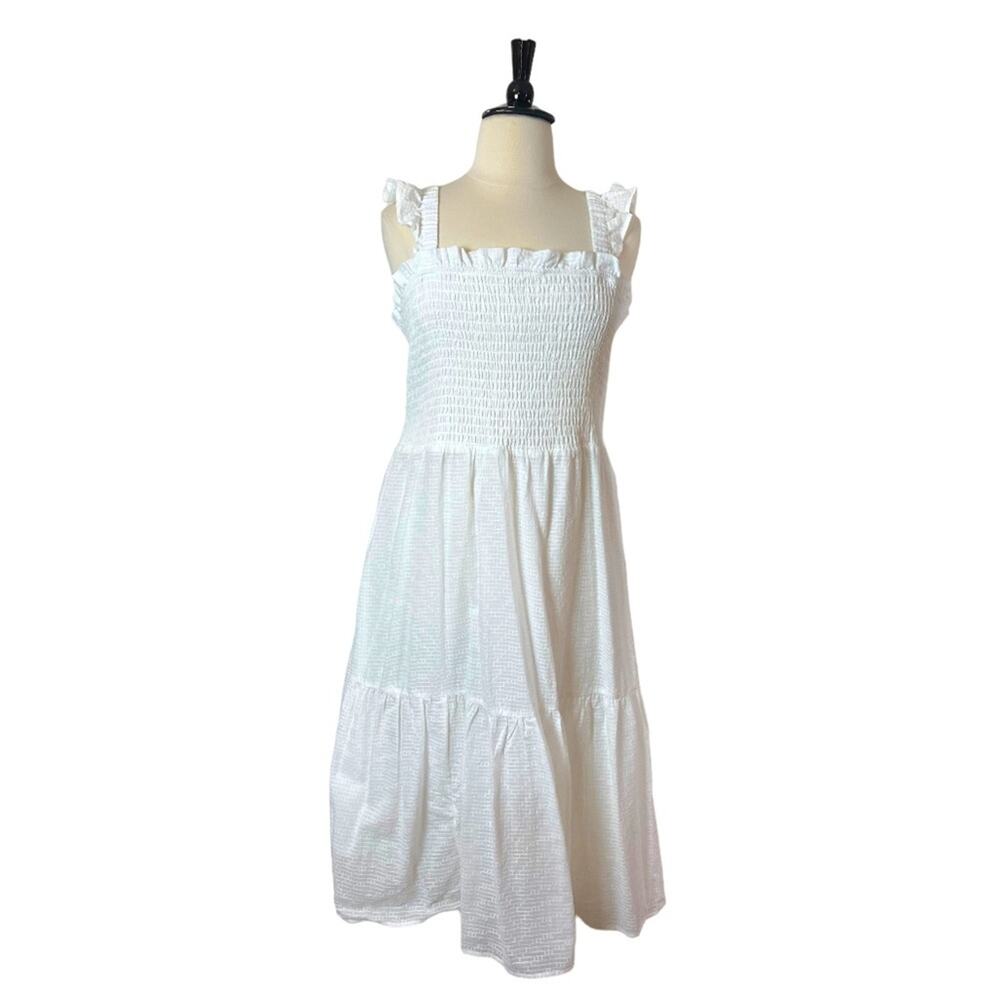 Eloquii Midi Dress Smocked Top Ruffle Sleeve Tier Hem Women’s Plus Size 22/24